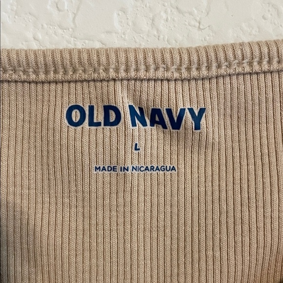 Old Navy Women Tan Ribbed Cropped Tank Top Large Contemporary Cotton Causal - Picture 3 of 9